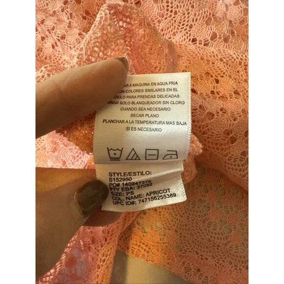 Sag Harbor Women’s Petite S Boho Sheer Delicate Knit Open Cardigan Apricot Fairy - Picture 5 of 8